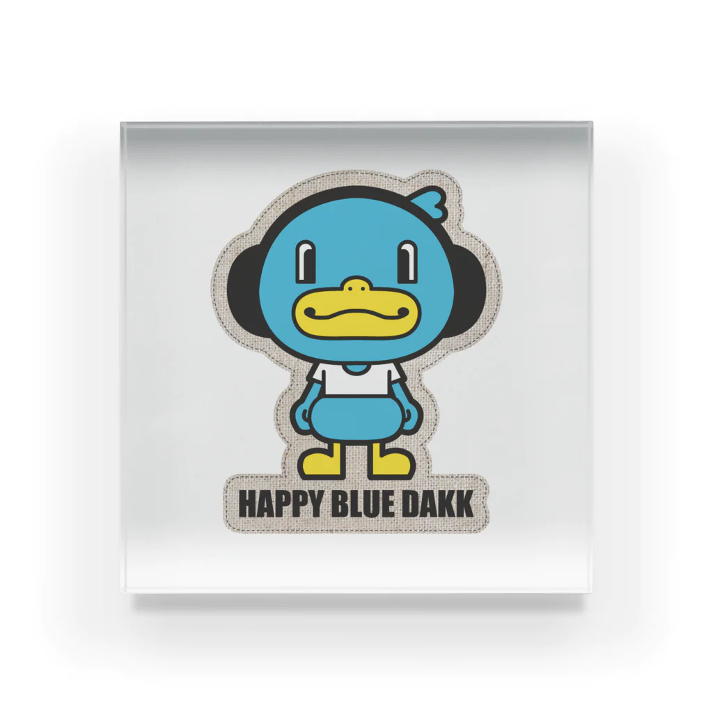 HAPPY BLUE DAKK のポップダックデザイン(麻) アクリルブロック