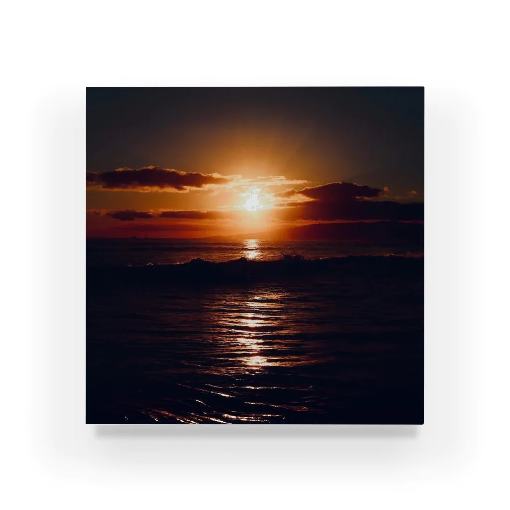 ハレルヤのホノルル 夕焼けの海 アクリルブロック