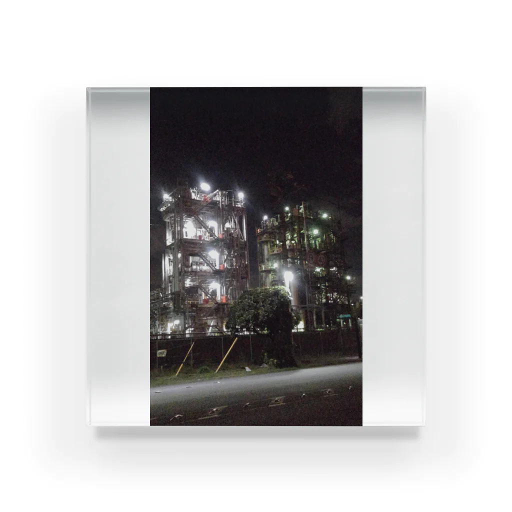 bizのパンクな工場夜景モノクロ Acrylic Block