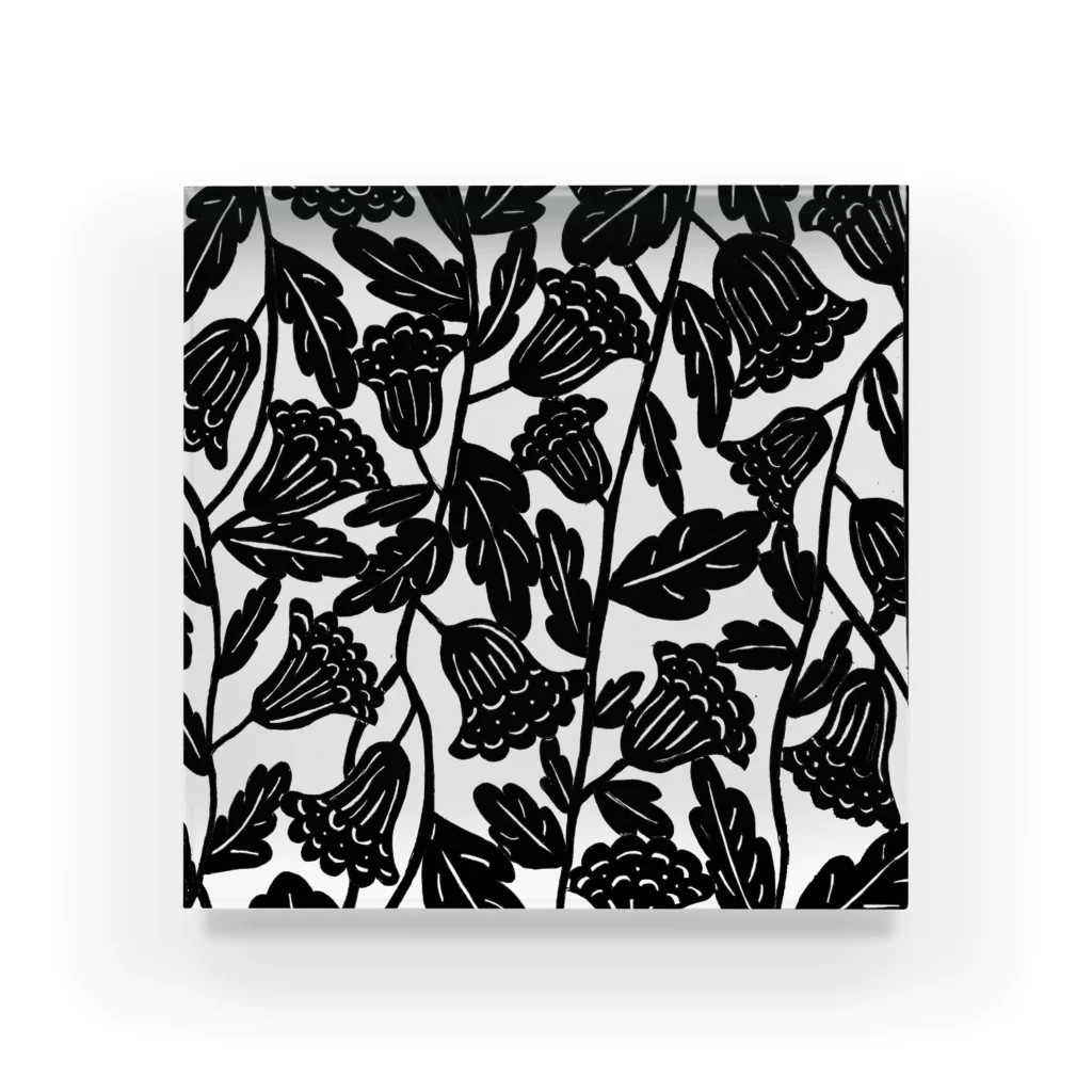 ttt125bの白黒　花　型紙 アクリルブロック