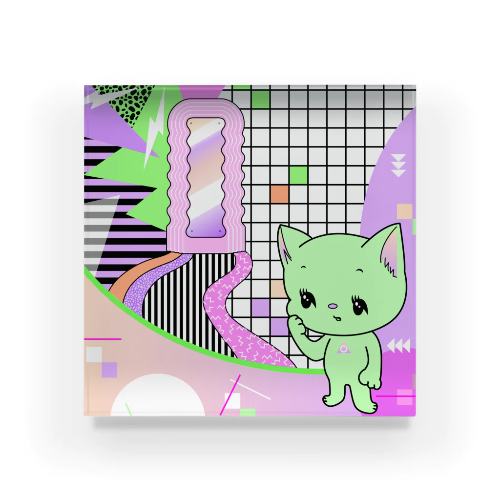 Mieko_KawasakiのWhat is cute? メロンクリーム猫さん Acrylic Block