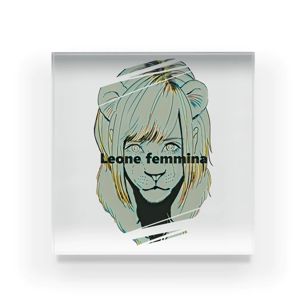【みるかグッズ②】（SUZURI店）の【Leone femmina】 アクリルブロック