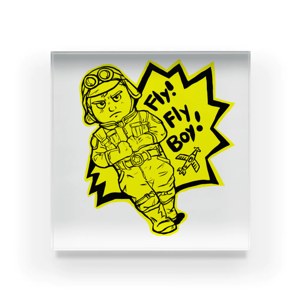 TOMMY★☆ZAWA　ILLUSTRATIONのFly! Fly Boy (イエロー) Acrylic Block