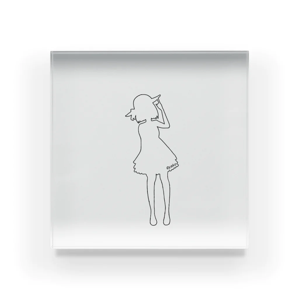 シンプルなグッズ やこ屋の帽子の女の子 Acrylic Block