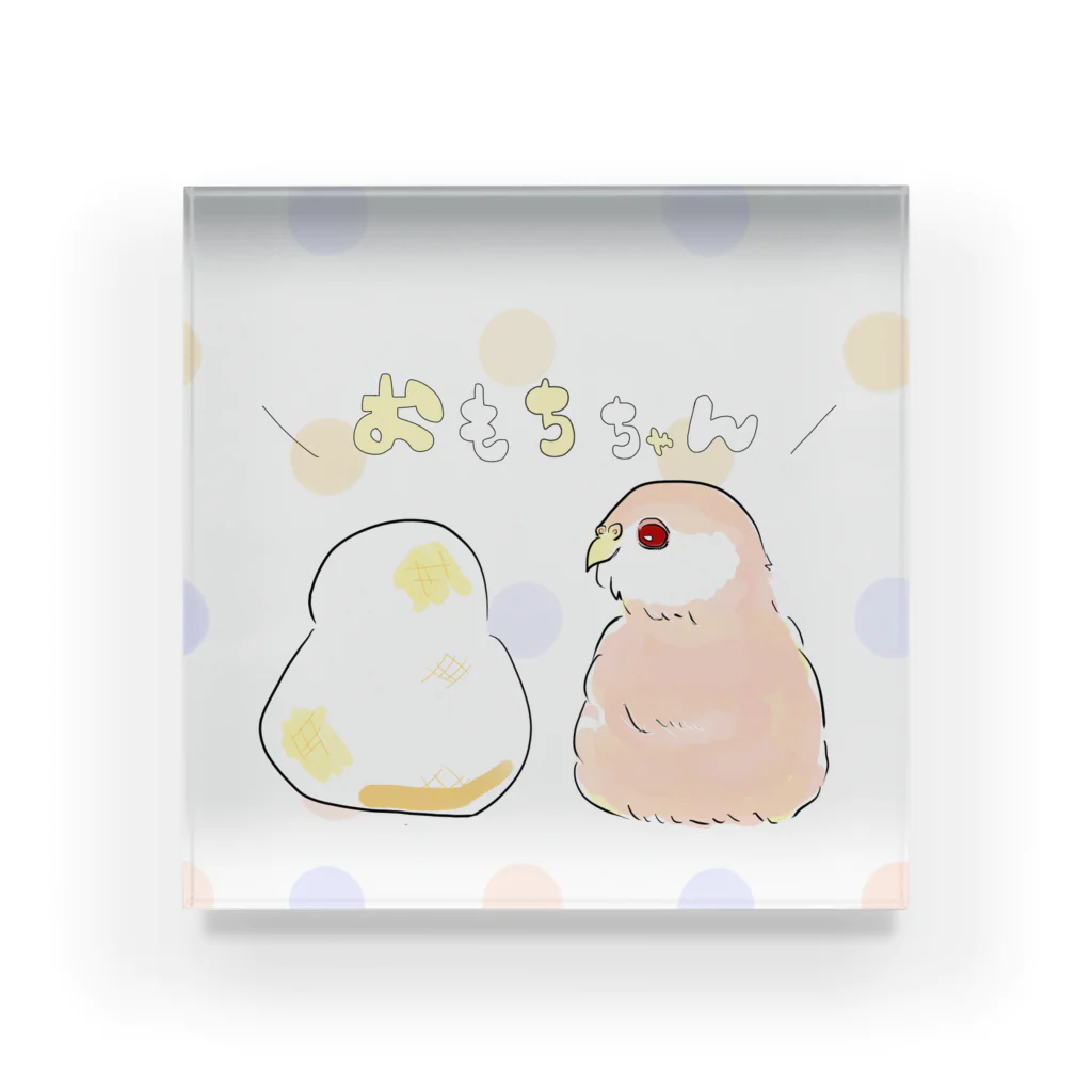 アキクサインコとウロコインコの【透明ドット】アキクサインコのおもちちゃん アクリルブロック