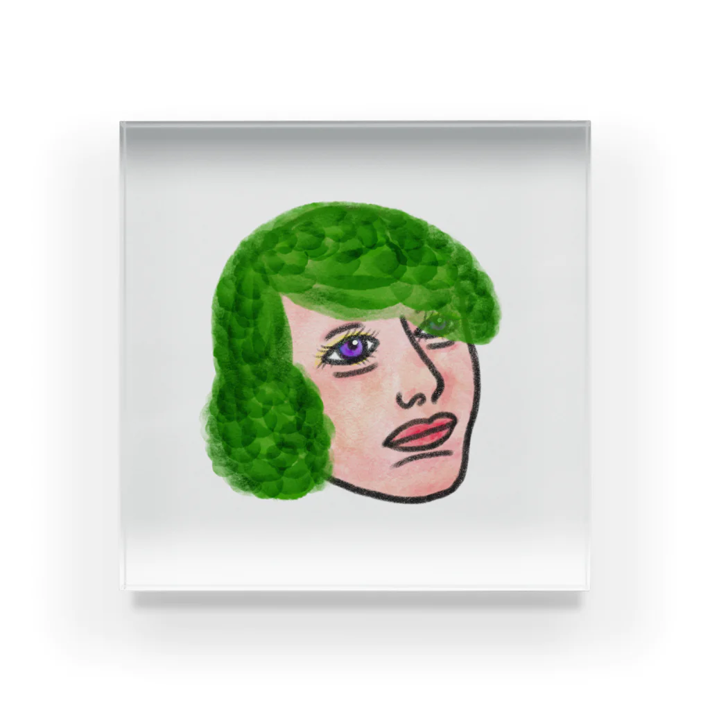 ファンシーショップ Torinikuのグリーンヘア Acrylic Block
