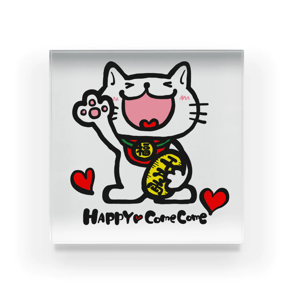 ❤Loveちゃんshop❤の/ HAPPYにゃんこ Acrylic Block