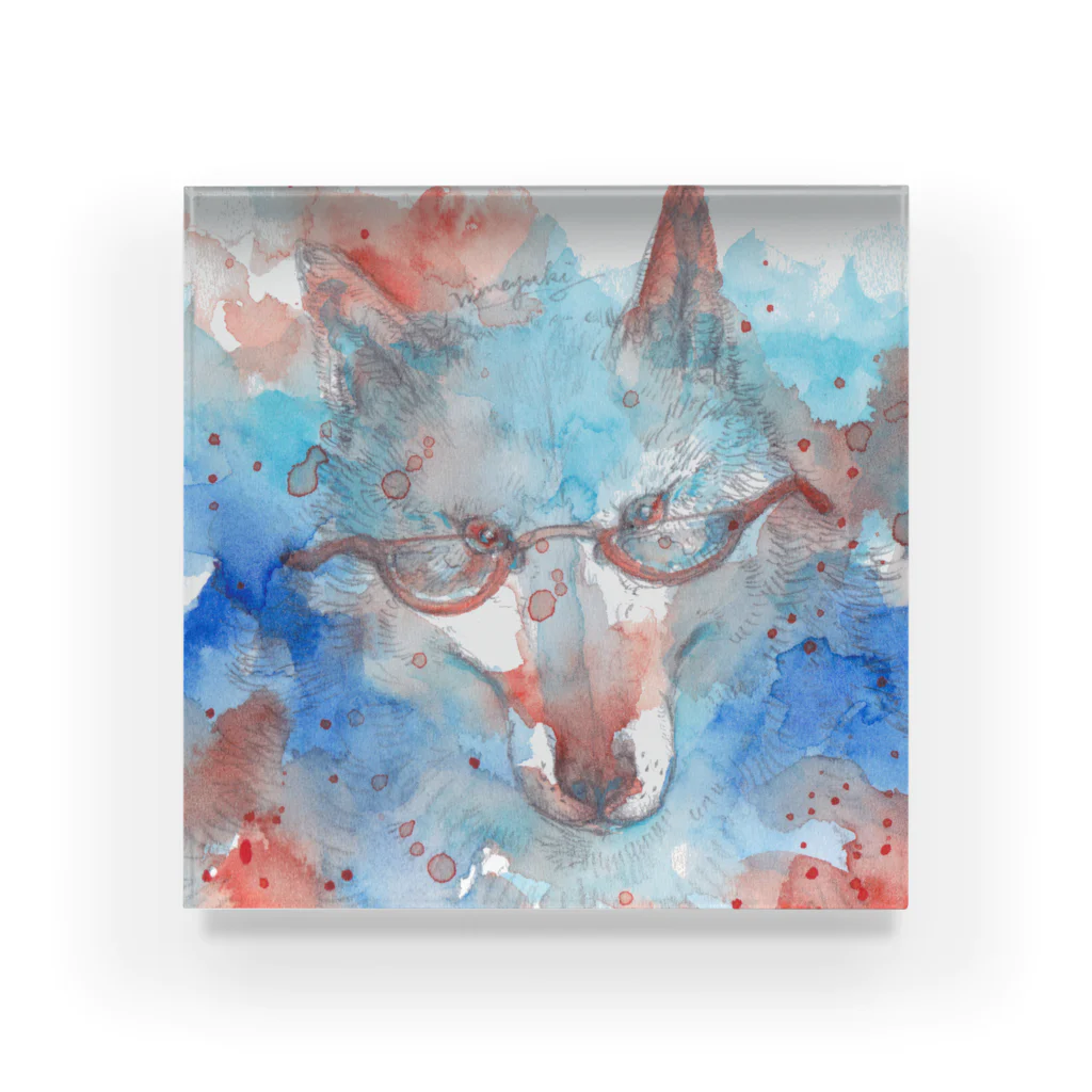 made blueのMay wolf with glasses Acrylic Block