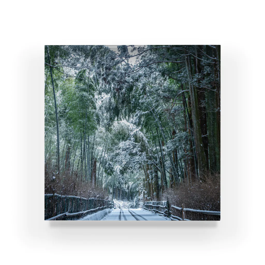 M's photographyの雪が積もった竹林 アクリルブロック