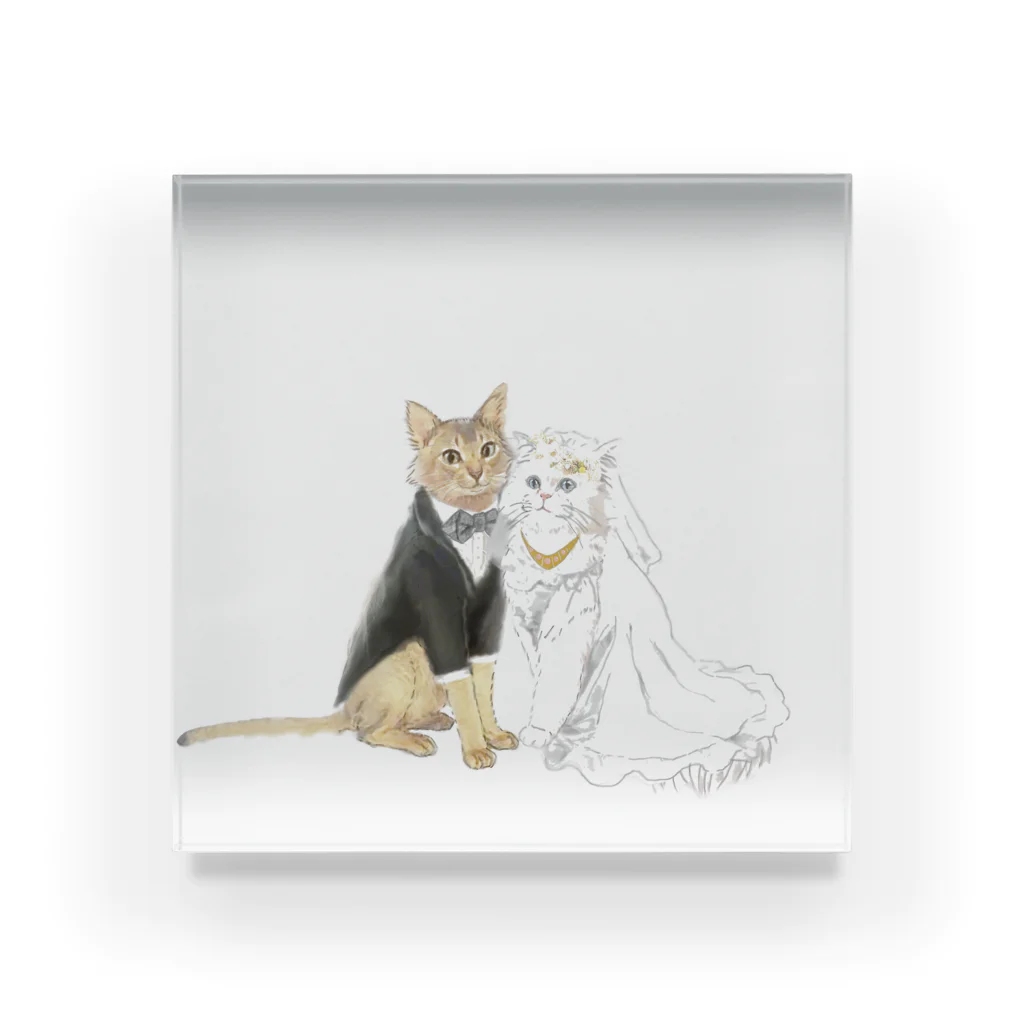 似顔絵婚姻届/スマホDIY婚姻届~ai.create~の無料婚姻届♡お揃いグッズ Acrylic Block