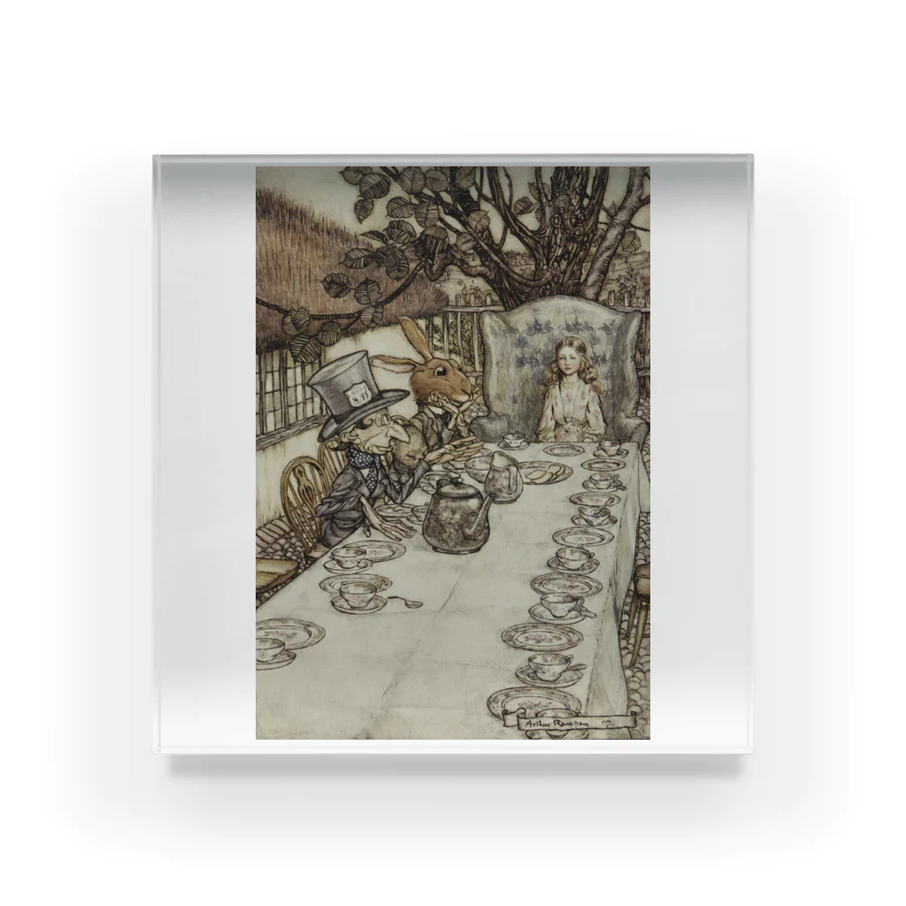 世界の絵画アートグッズのアーサー・ラッカム《不思議の国のアリス》 アクリルブロック