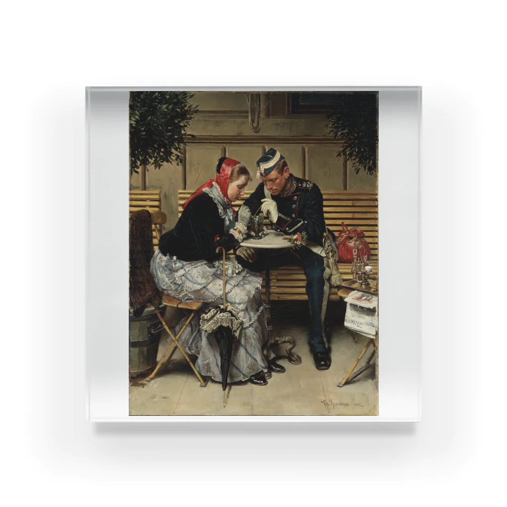世界の絵画アートグッズのヴィルヘルム・ローゼンスタンド《コペンハーゲン、カフェ・ア・ポルタの外で》 アクリルブロック