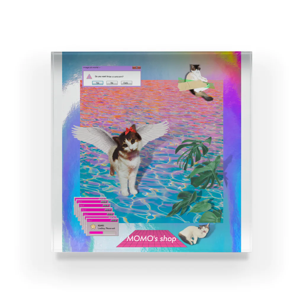 𝙈𝙊𝙈𝙊'𝙨 𝙎𝙝𝙤𝙥のvintage vaporwave Acrylic Block