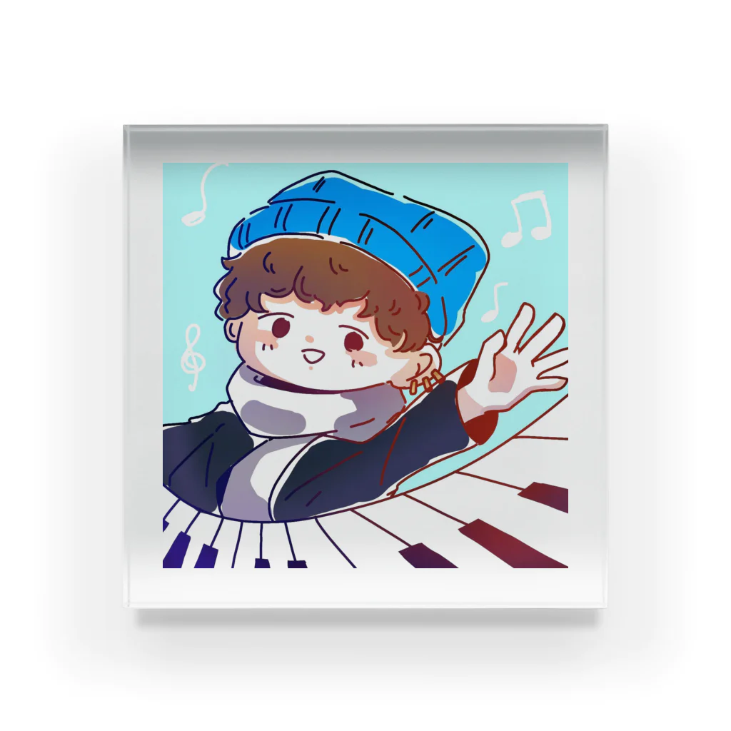 Hakurot_officialのピアノ男子 可愛いイラスト アクリルブロック