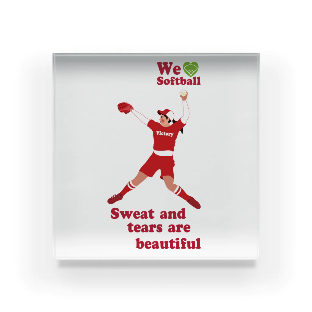 キッズモード某のwe love Softballスマホサイズ Acrylic Block