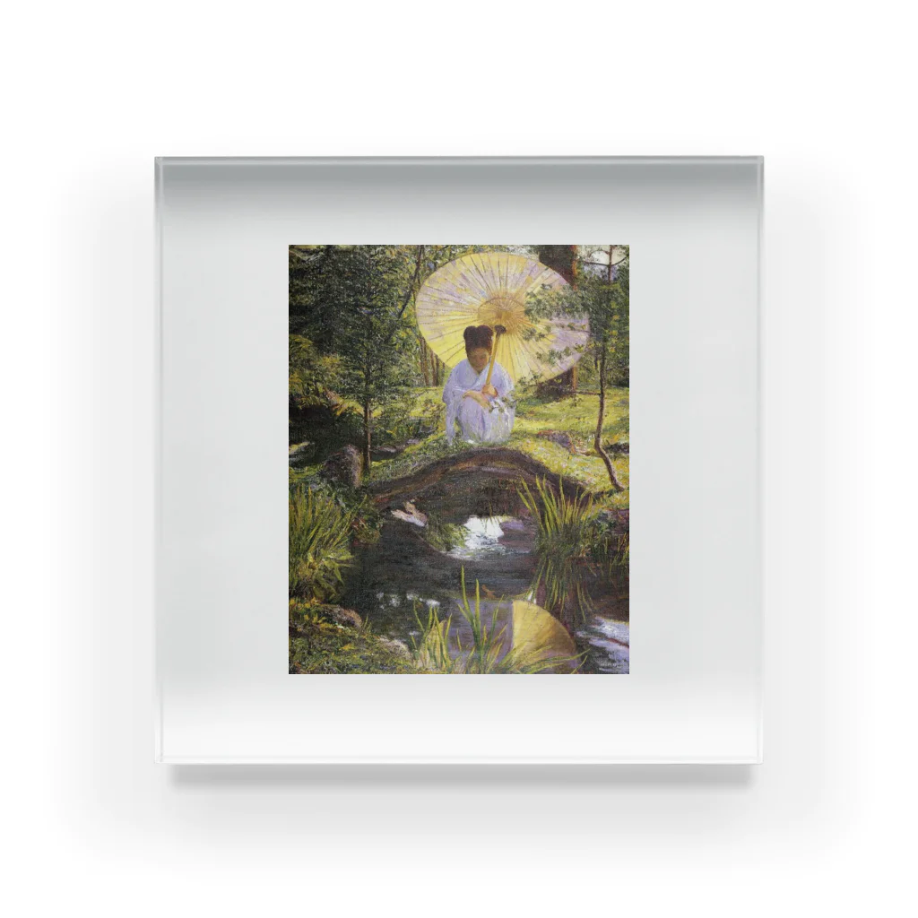 世界の絵画アートグッズのリラ・キャボット・ペリー 《日本庭園で》 アクリルブロック