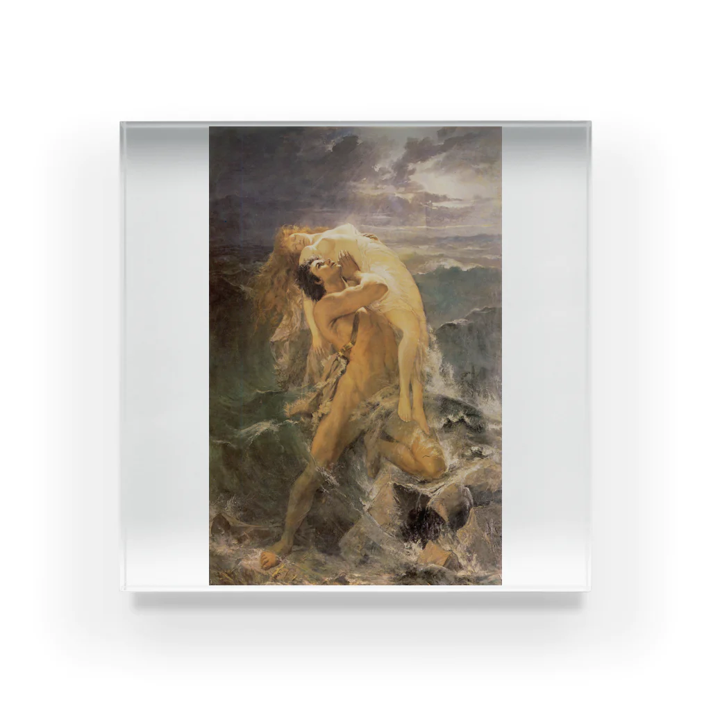世界の絵画アートグッズのポール・メルワール《洪水、妻を抱きかかえるデウカリオン》 Acrylic Block