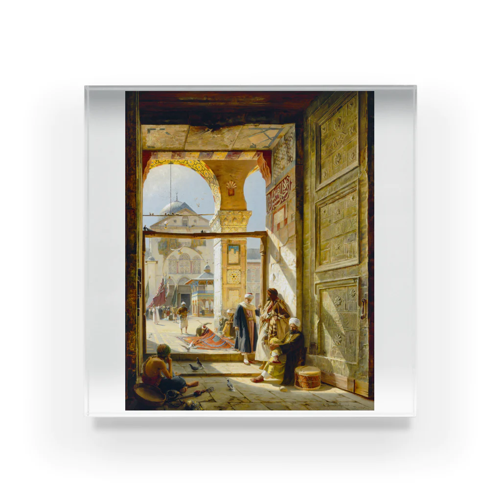 世界の絵画アートグッズのグスタフ・バウエルンファイント《ダマスカスのモスクの入り口》1890年 アクリルブロック