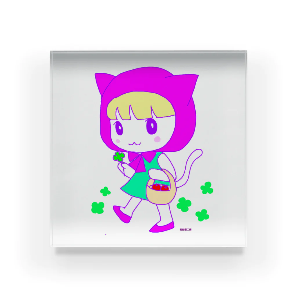 虹色猫工房(クロミツ)のねこずきんちゃん Acrylic Block