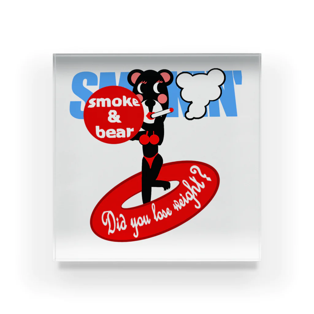 オリジナルデザインTシャツ　SMOKIN'のセクシーモクモックマinビーチ 黒 アクリルブロック