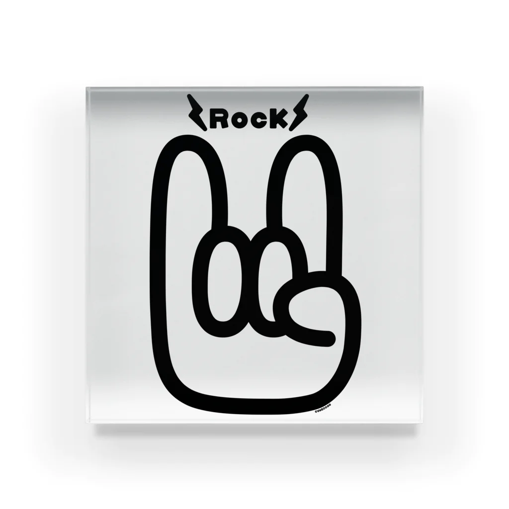 Cɐkeccooのメロイックサイン★デビル・サイン(コルナサイン)LOVE ROCK Acrylic Block