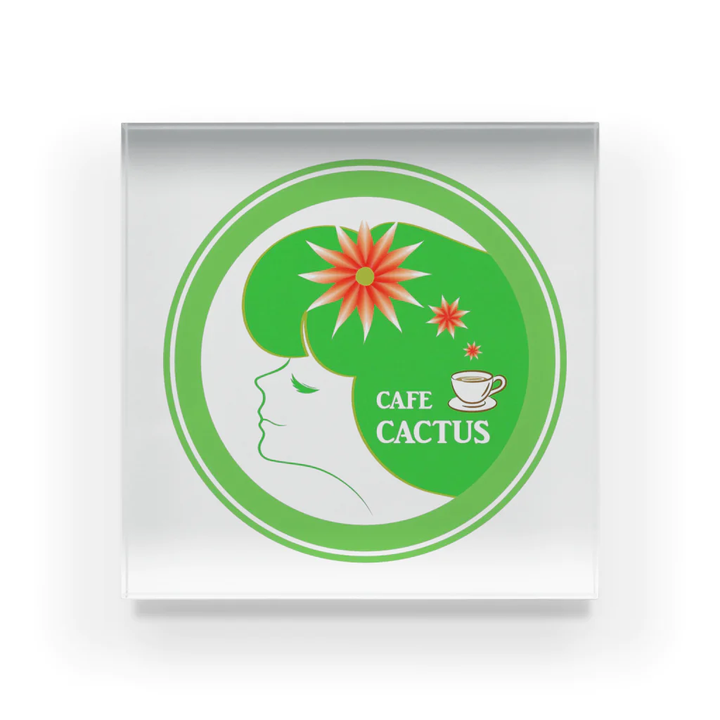 cafe CACTUS(カフェカクタス)のカクタスサボテンロゴ Acrylic Block