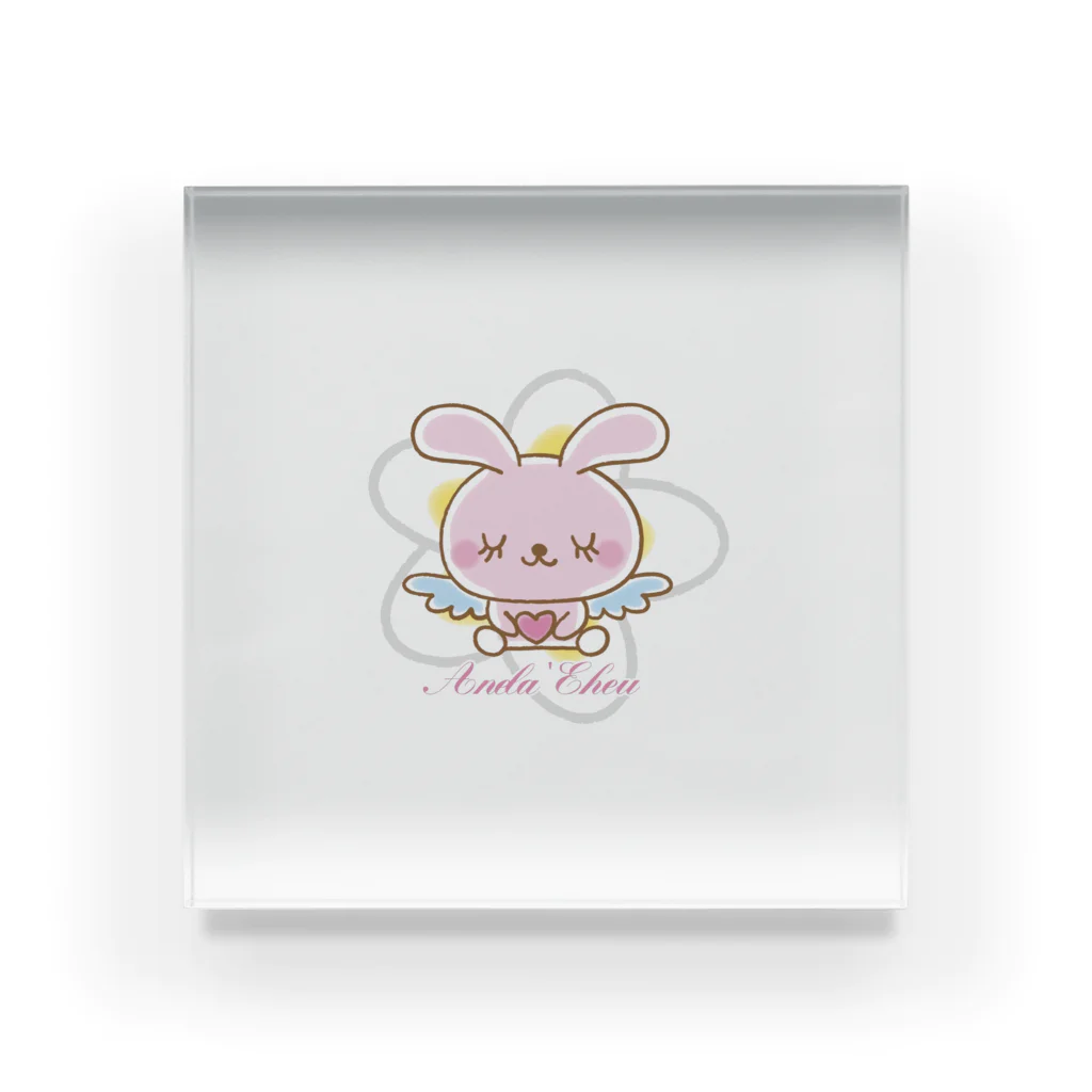 Anela’Eheuの天使のうさぎハピバニちゃん Acrylic Block