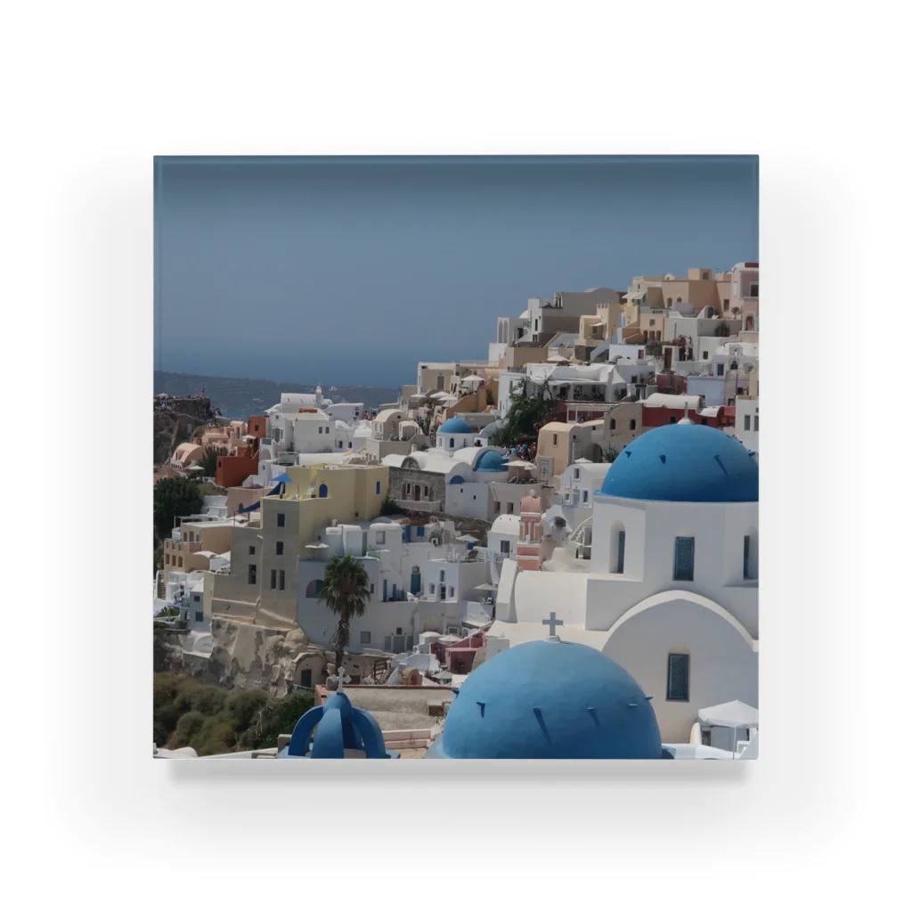 旅好きアルパカの【世界一周旅】ギリシャ　サントリーニ島の景色 Acrylic Block