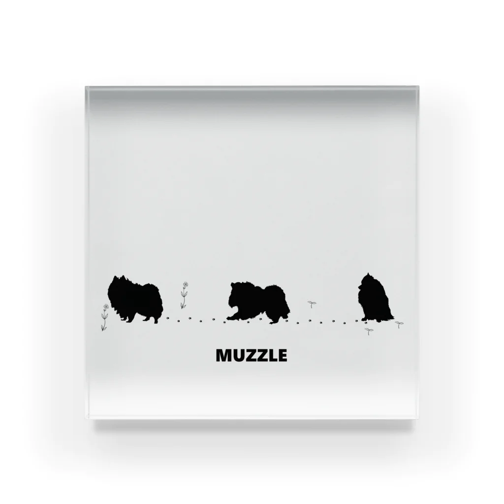 -White dog muzzle's shop-のWhite dog Silhouette collection Acrylic Block