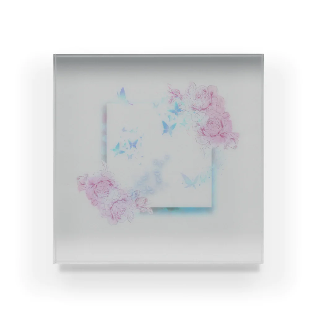 野良猫の桜舞う「蝶」 Acrylic Block