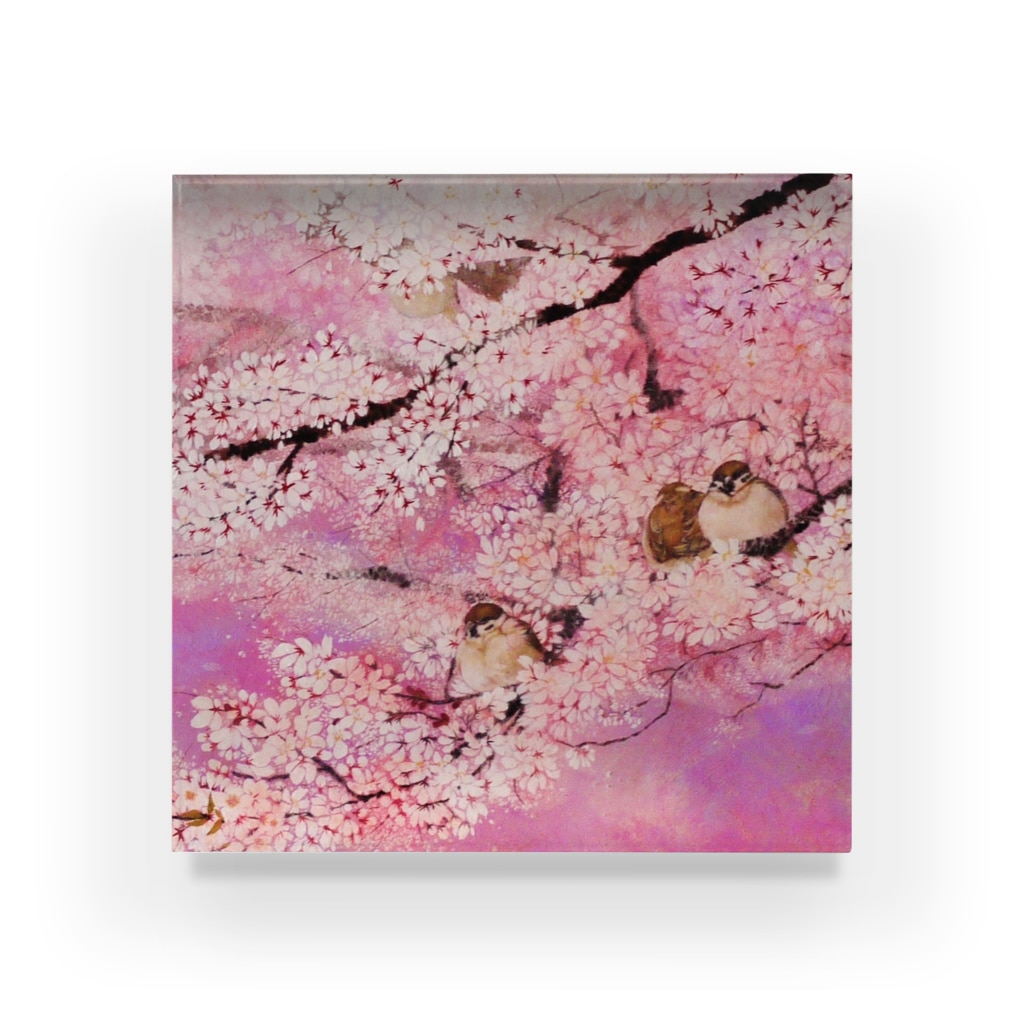 日本画家 加藤 由利子の桜の舞曲② Acrylic Block