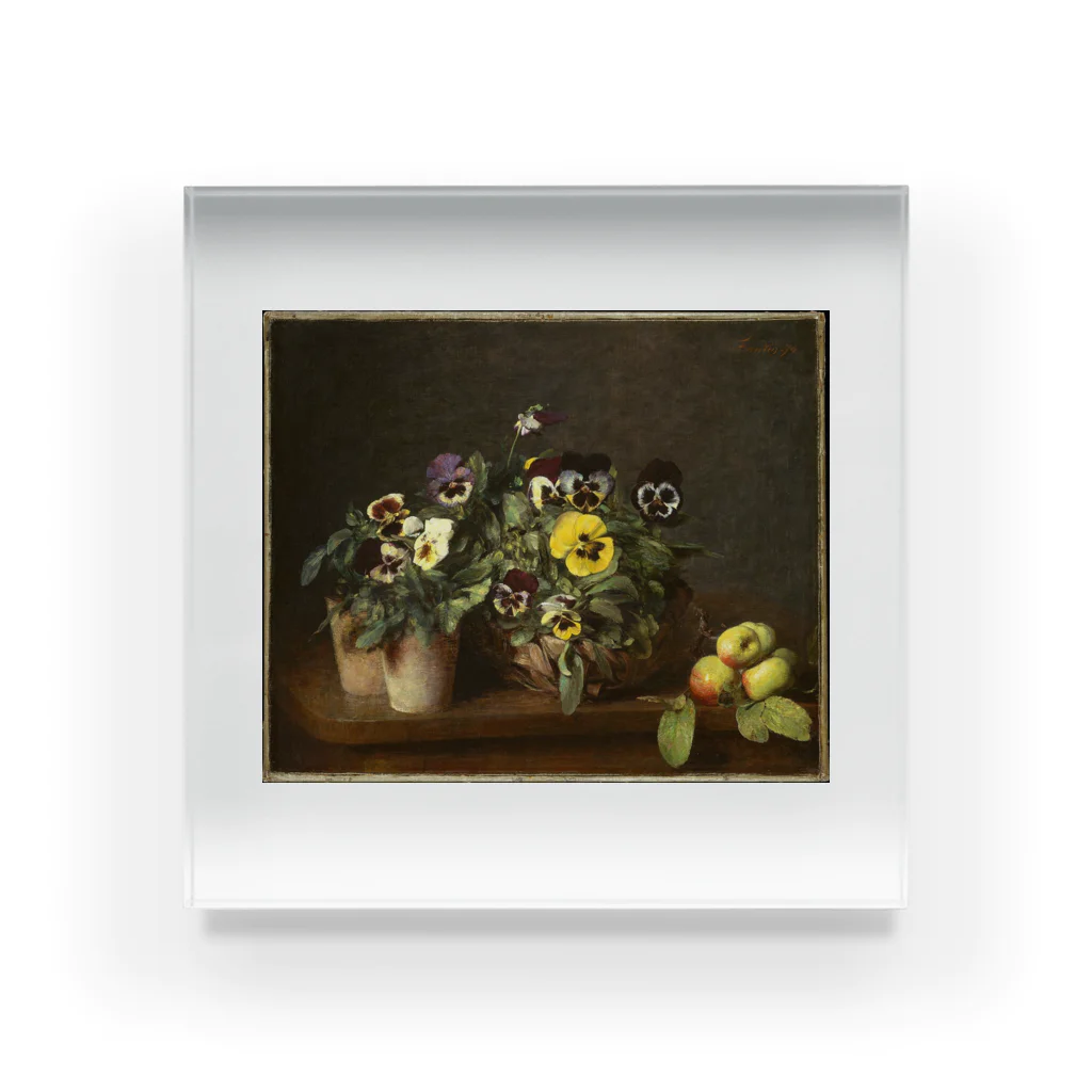 Masterpieceのアンリファンタンラトゥール　/　パンジーのある静物　Still Life with Pansies 1874 アクリルブロック