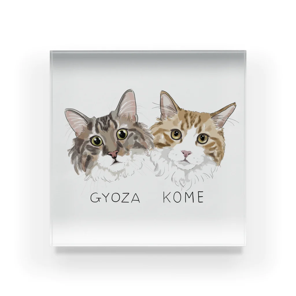 みきぞーん｜保護猫 ミッキー画伯と肉球とおともだちのgyoza&kome アクリルブロック