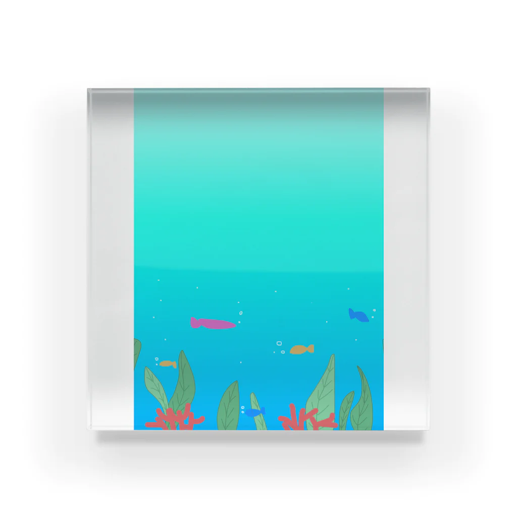 ぷよぷよきょうりゅうのカラフルな海 Acrylic Block