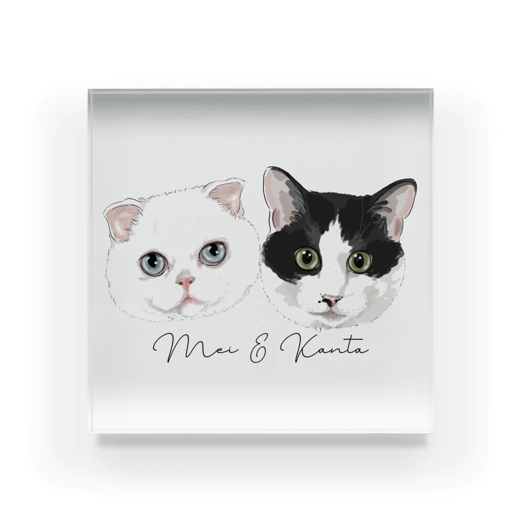 みきぞーん｜保護猫 ミッキー画伯と肉球とおともだちのMei&Kanta Acrylic Block