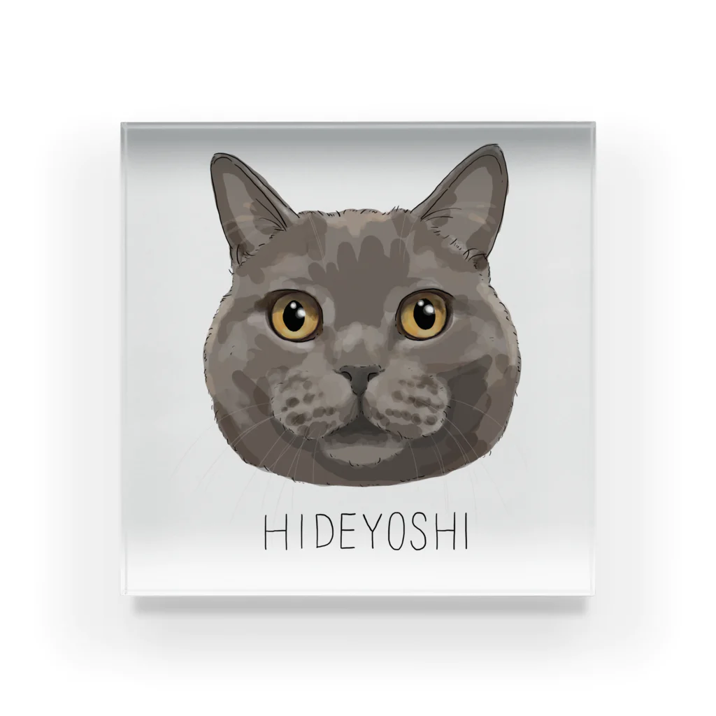 みきぞーん｜保護猫 ミッキー画伯と肉球とおともだちのhideyoshi Acrylic Block