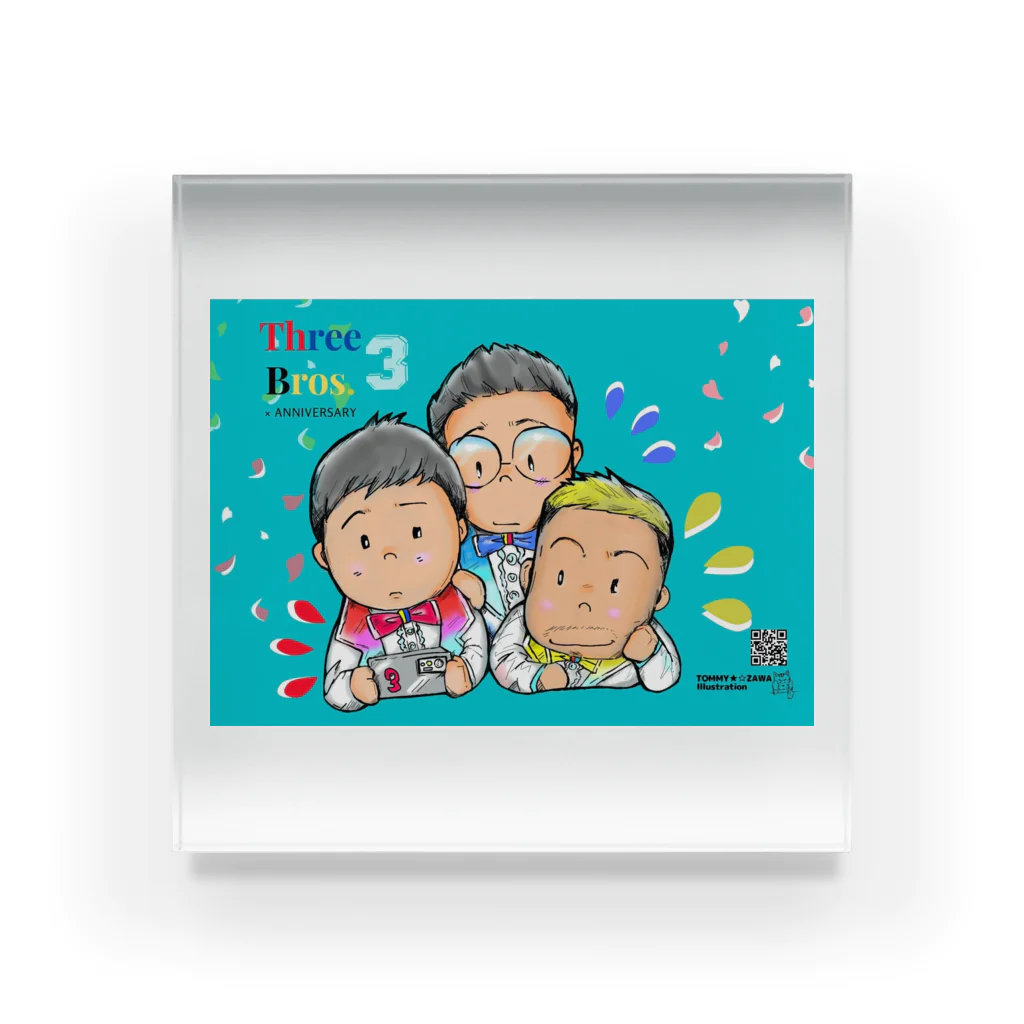 TOMMY★☆ZAWA　ILLUSTRATIONの三兄弟。記念日。 Acrylic Block