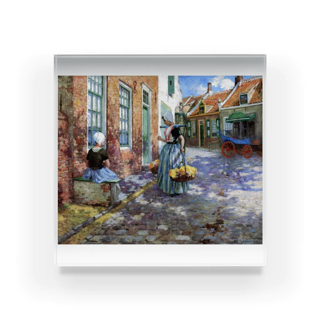 世界の絵画アートグッズのジョージ・ヒッチコック《オランダのフラワーガール》 Acrylic Block