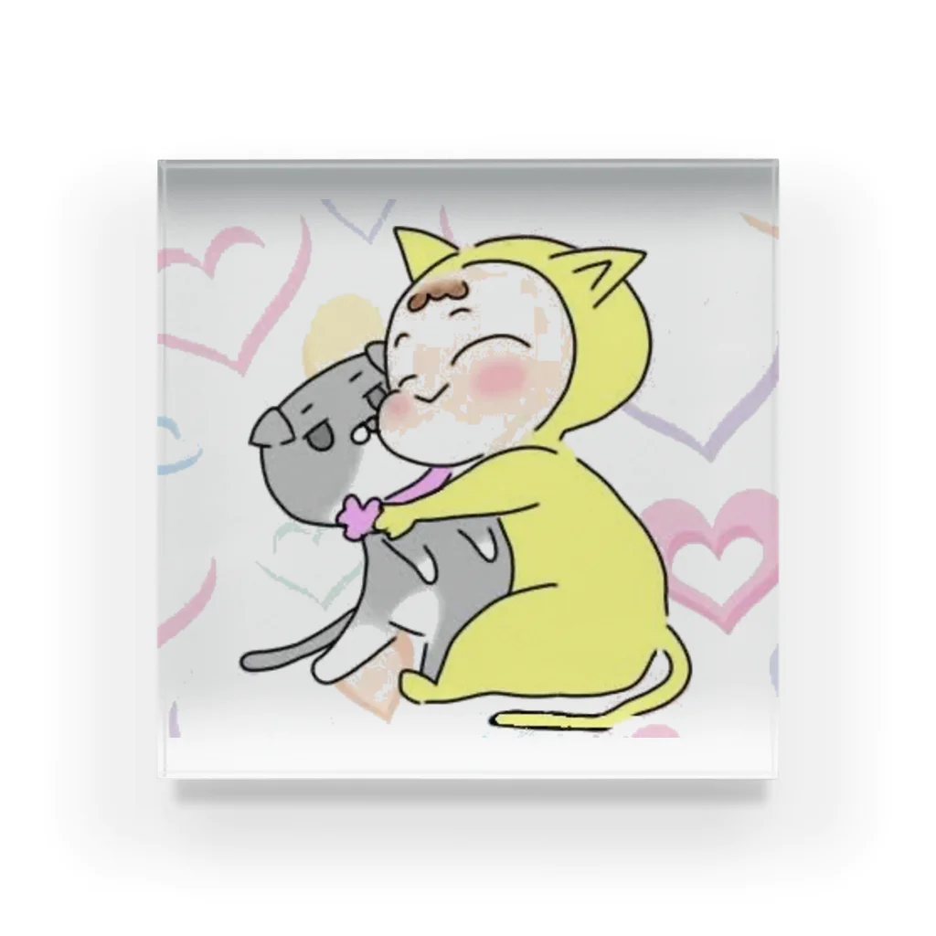 さぼてんのネコミュニケーションのねぇねと一緒♬ Acrylic Block