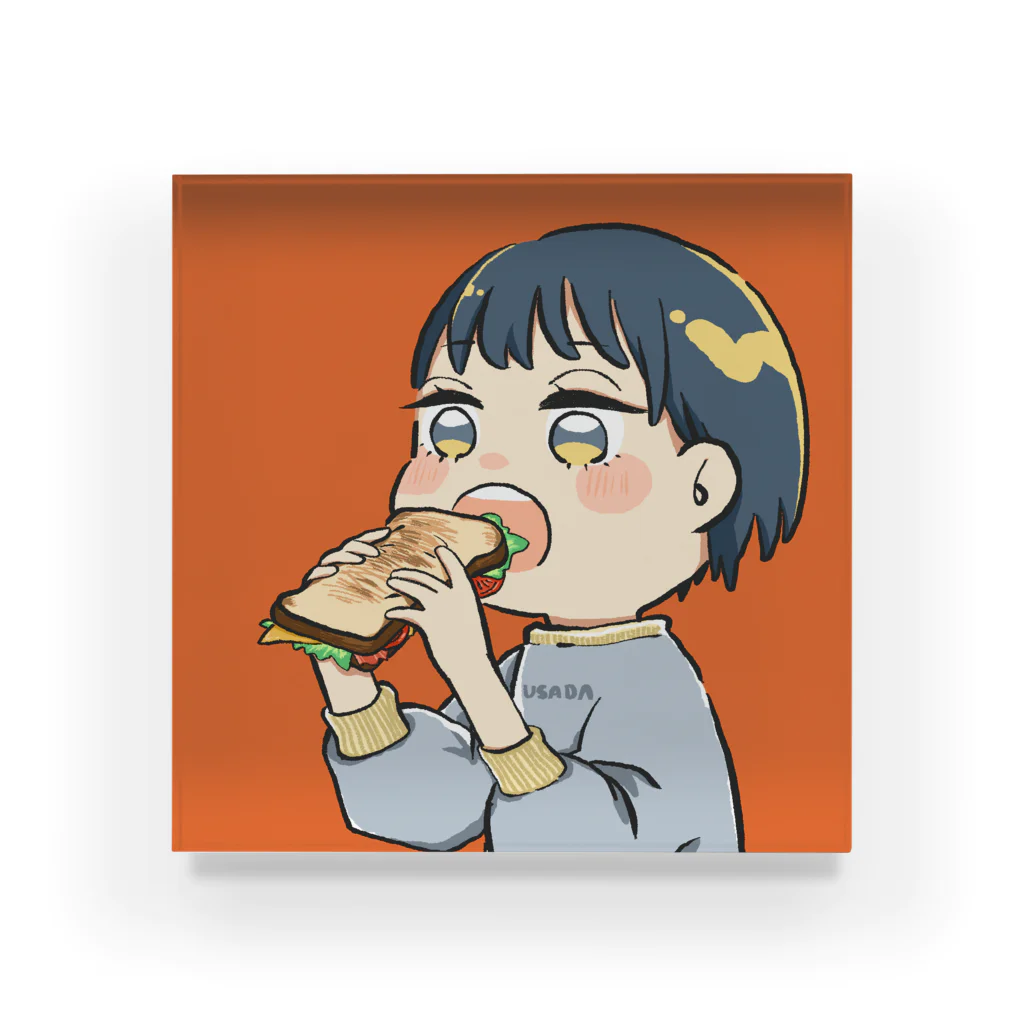 うさみるみのホットサンドを食べる女子 Acrylic Block