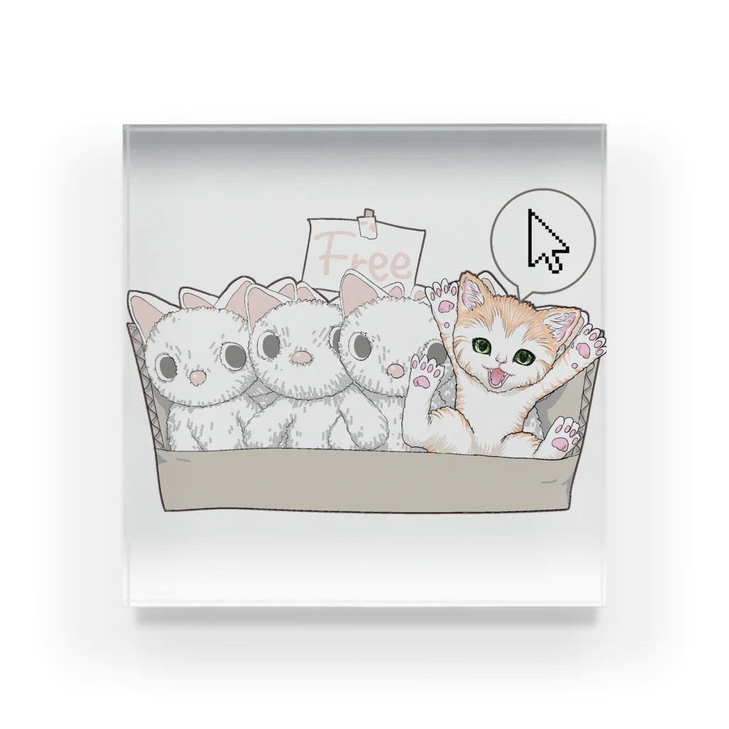 nya-mew（ニャーミュー）のもってけ！ポチッとな Acrylic Block