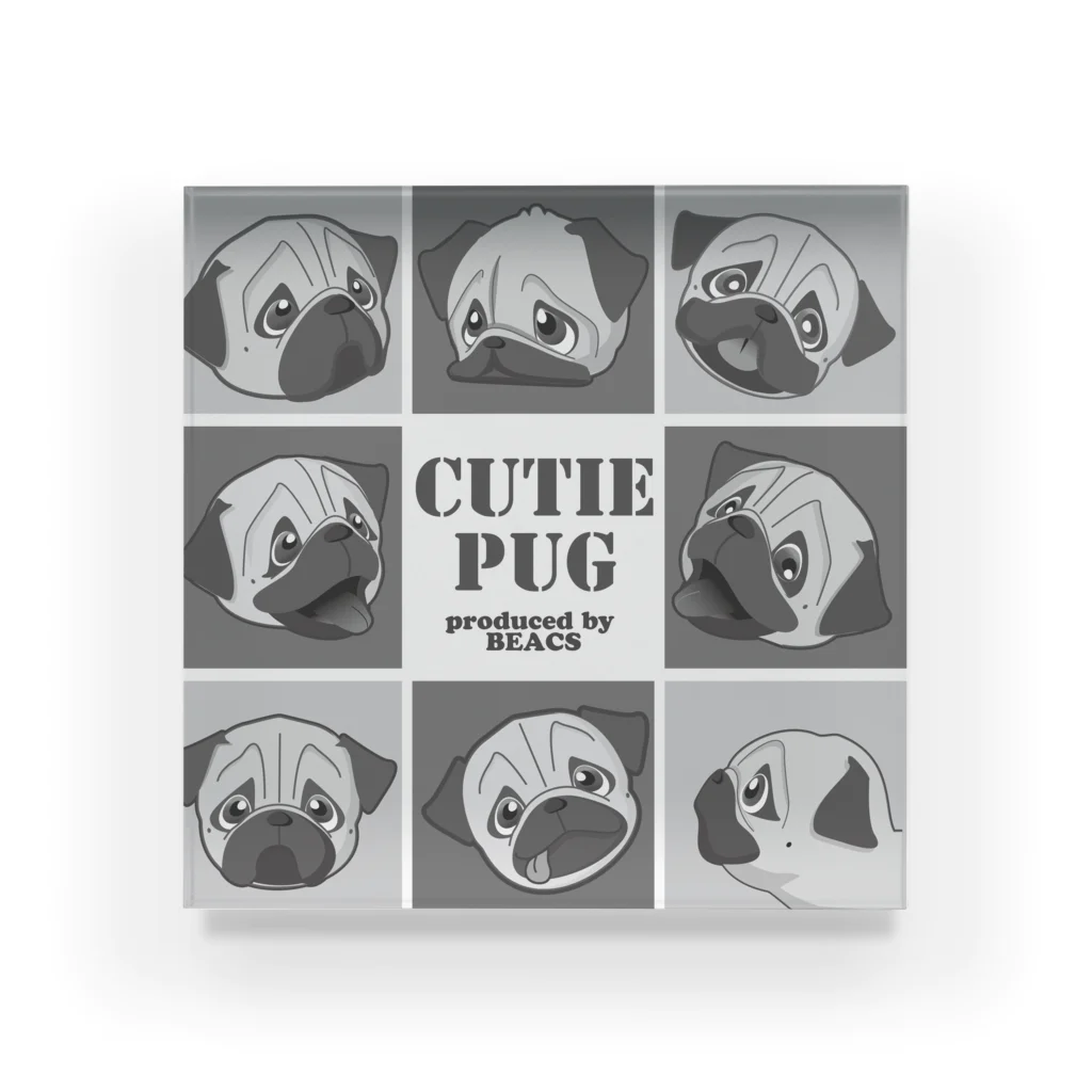 BEACSのCutie Pug 8面相 Acrylic Block