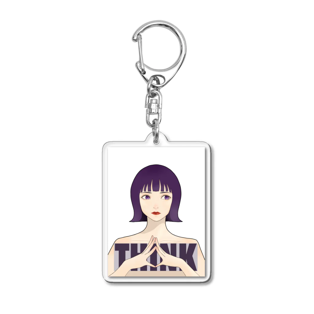 たなつ#指描きのThinking... Acrylic Key Chain