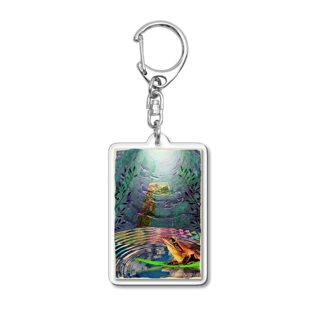 Laugh Rain LaboのFrog imagines the world. Acrylic Key Chain