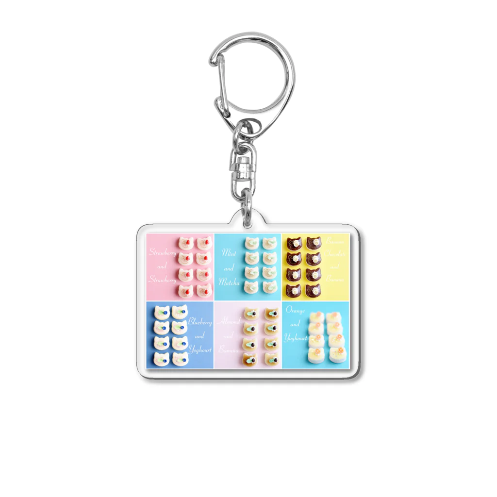 月猫 Cafeのにゃんムース6分割 Acrylic Key Chain