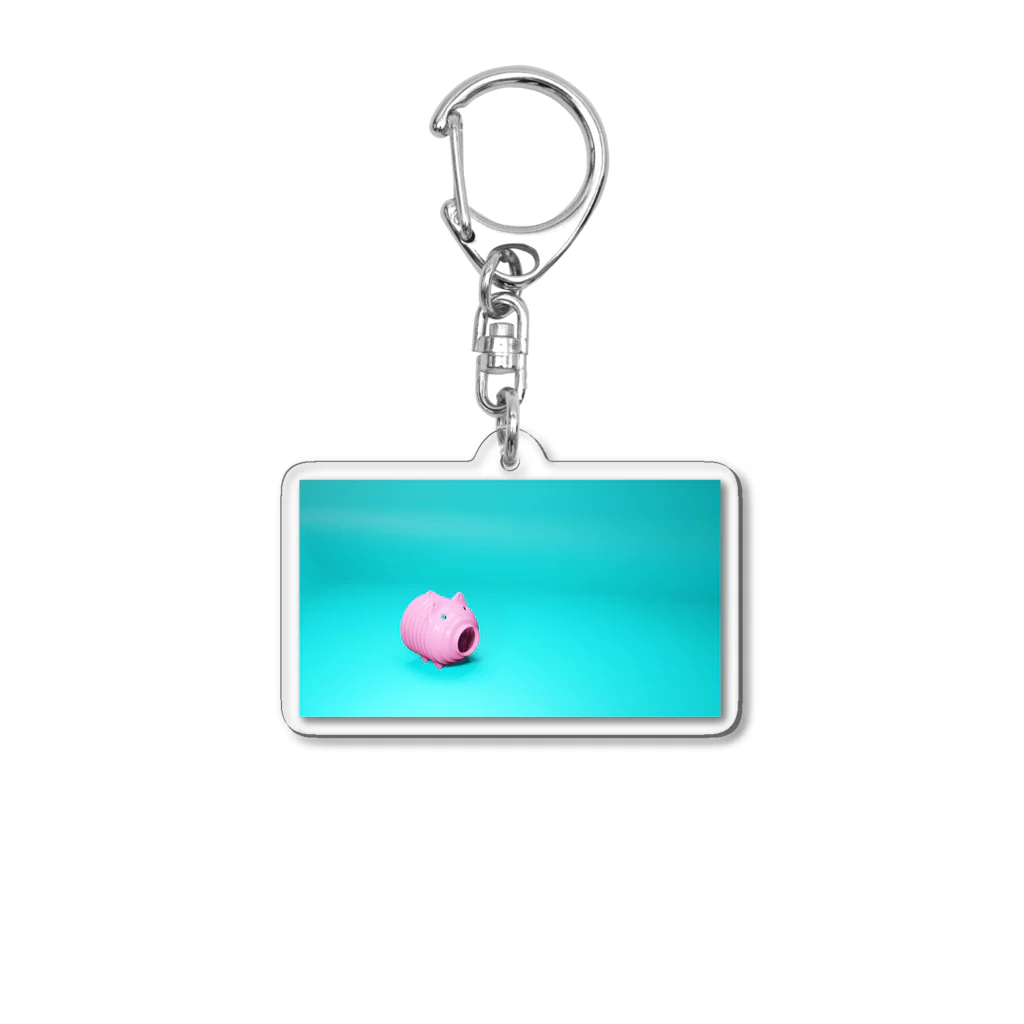 透明人間のピンクの豚さん　夏 Acrylic Key Chain