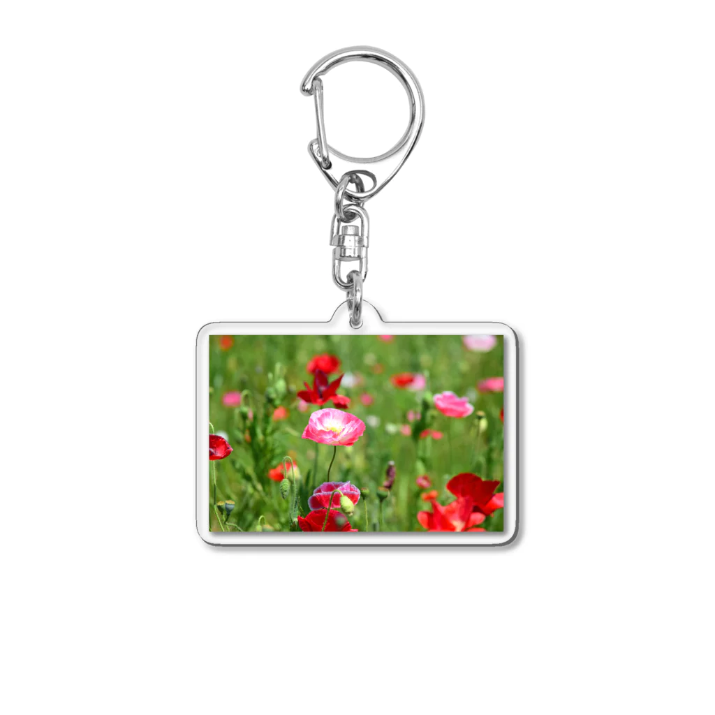 天秤座の晴れた日、ポピーの花畑で Acrylic Key Chain