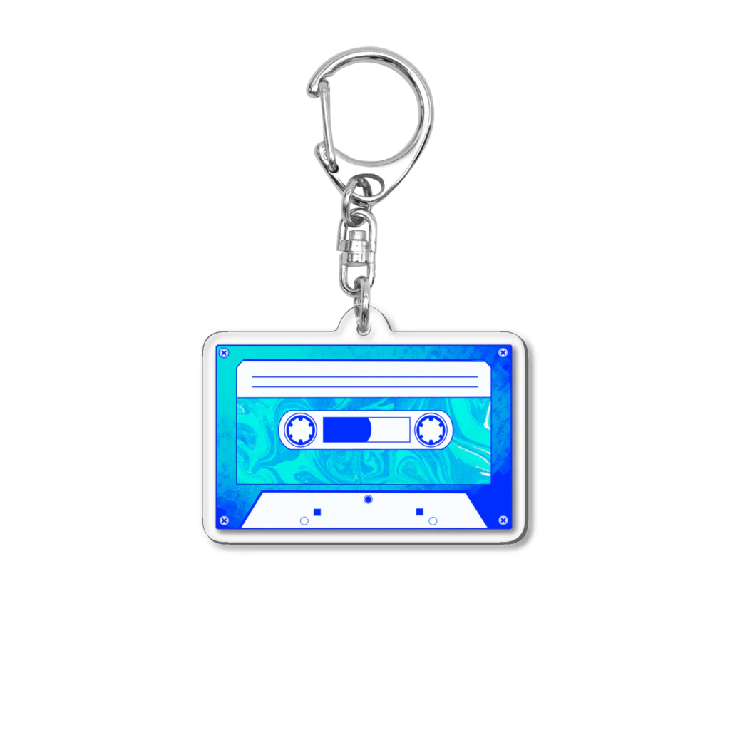 Cobalt Blueのマーブルカセット ブルー Acrylic Key Chain