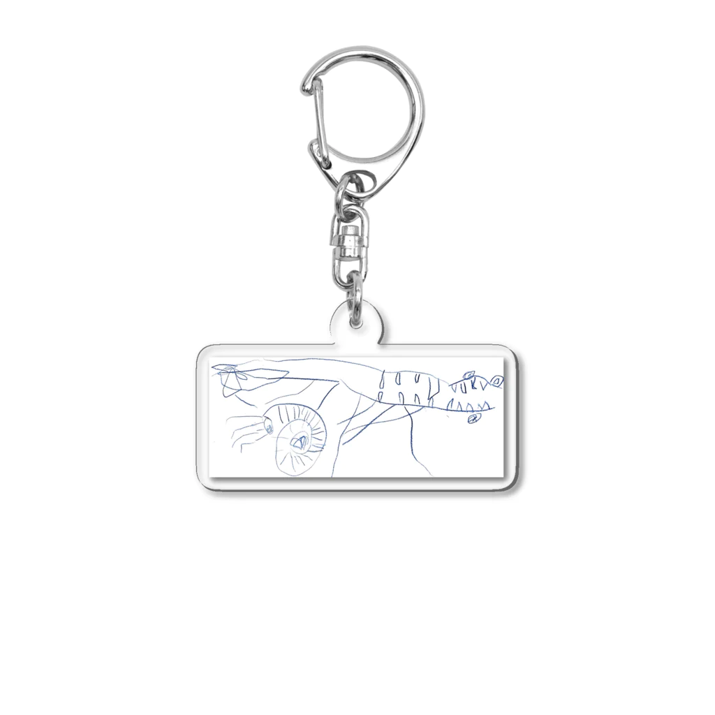 5歳児のお店屋さん　深海と猫といきもの全部のぼくが描いたアンモナイトとダコサウルス Acrylic Key Chain