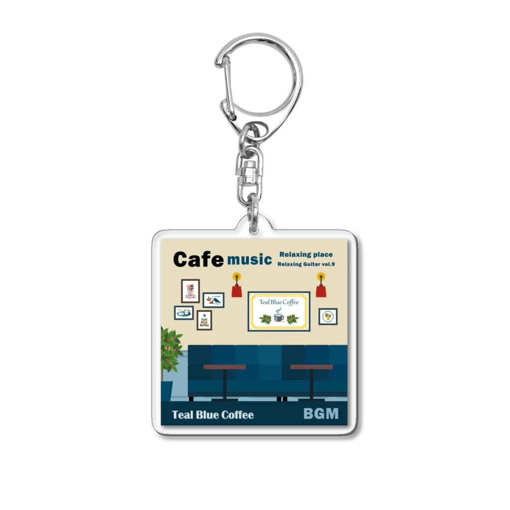 Teal Blue CoffeeのCafe music - Relaxing place - Acrylic Key Chain